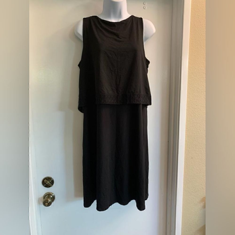 NWT J Jill Black Two Layer One Piece Dress Size M